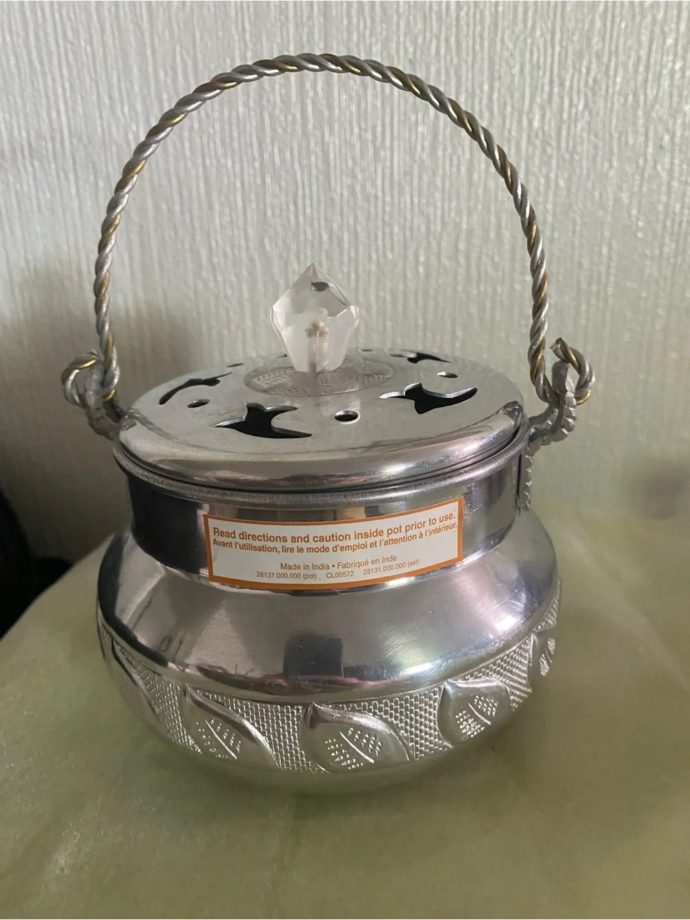Vintage hammered Aluminum potpourri pot.